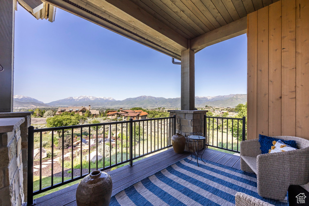 Balcony with a mountain view