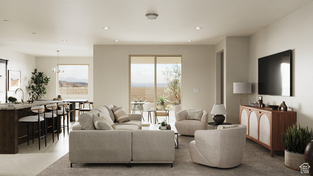 Living area featuring recessed lighting