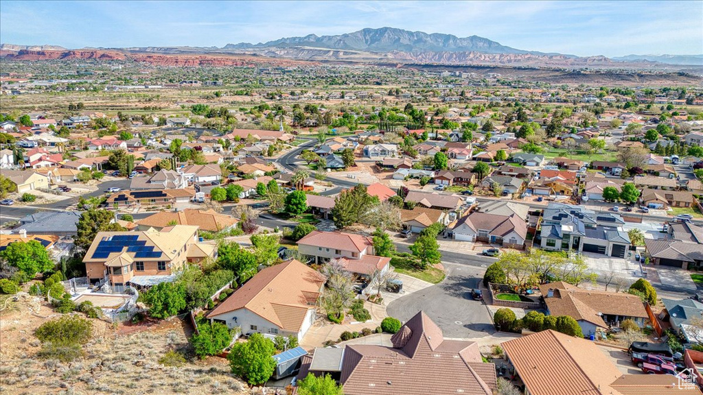 Aerial view with a residential view and a mountain view