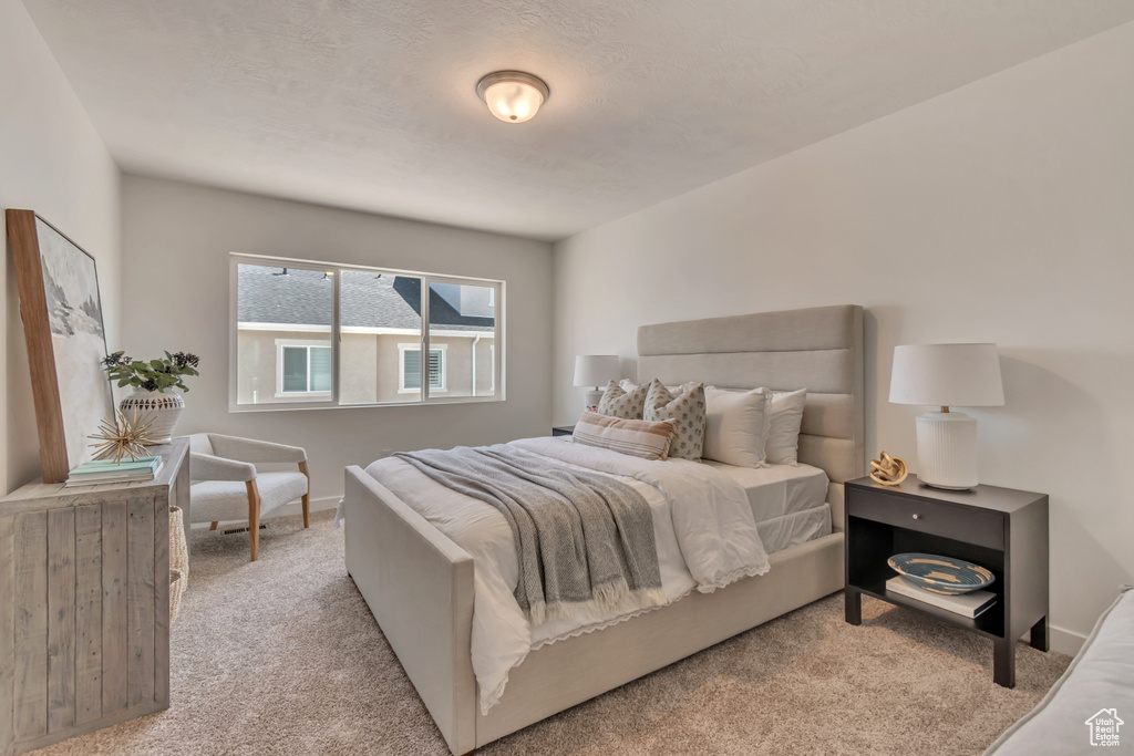 Bedroom with carpet floors