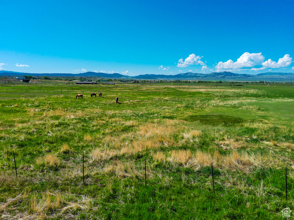 View of mountain background featuring rural landscape