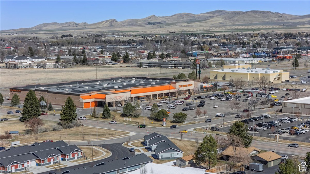 Aerial view featuring a mountain view