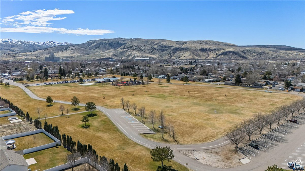 Drone / aerial view with a mountain view