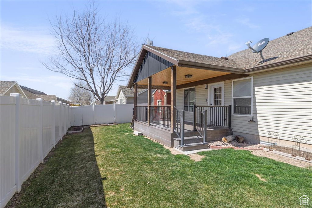 Exterior space featuring a fenced backyard