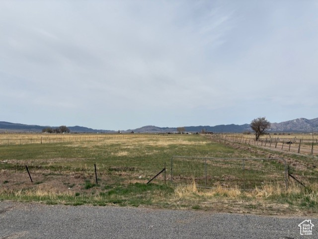 View of yard with a rural view and a mountain view
