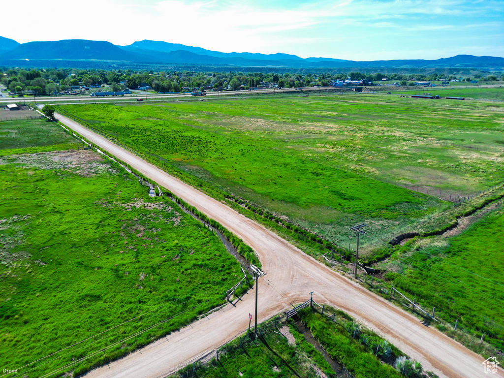Aerial view of sparsely populated area featuring mountains