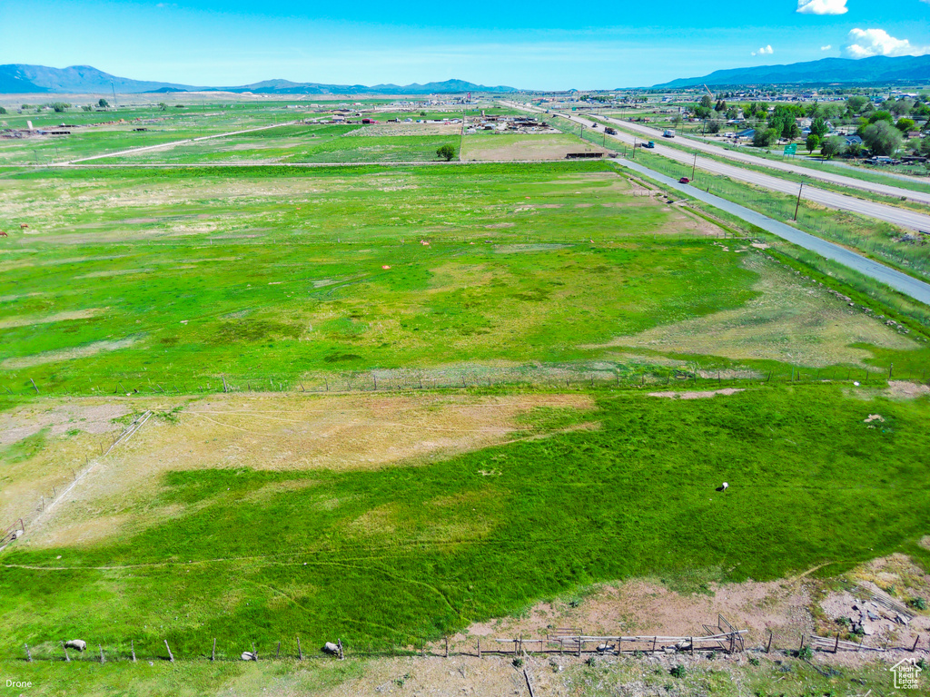 Aerial view of sparsely populated area featuring mountains