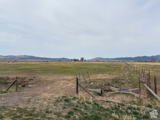 View of yard featuring a rural view and a mountain view