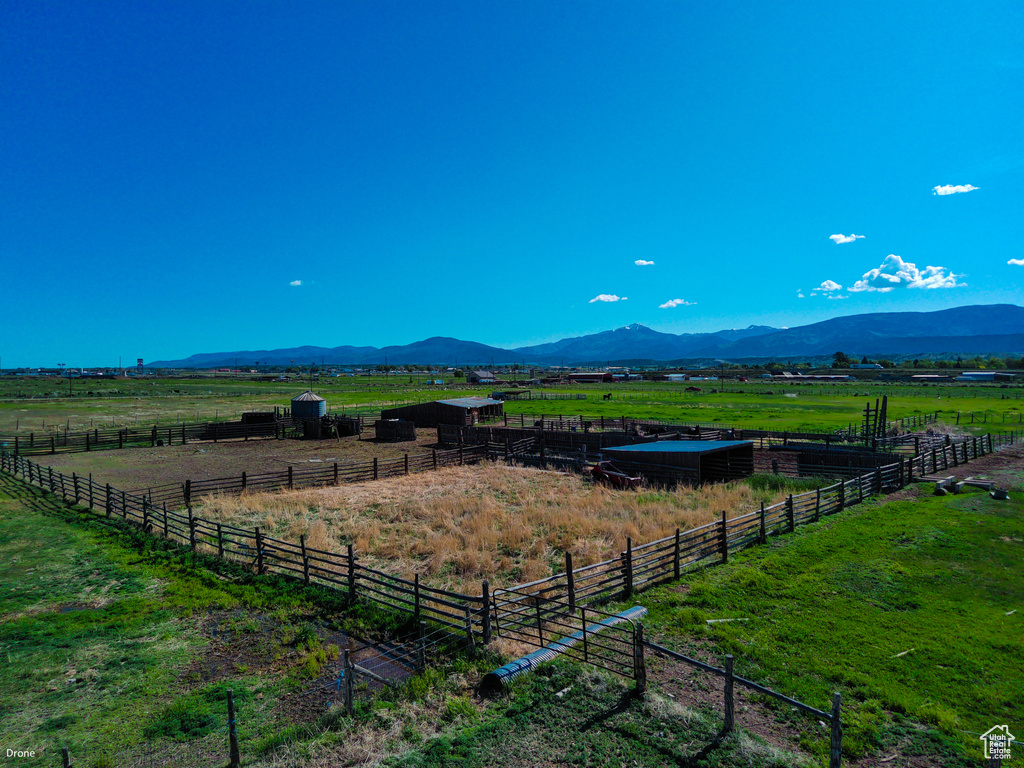 Mountain view with rural landscape and a pastoral area