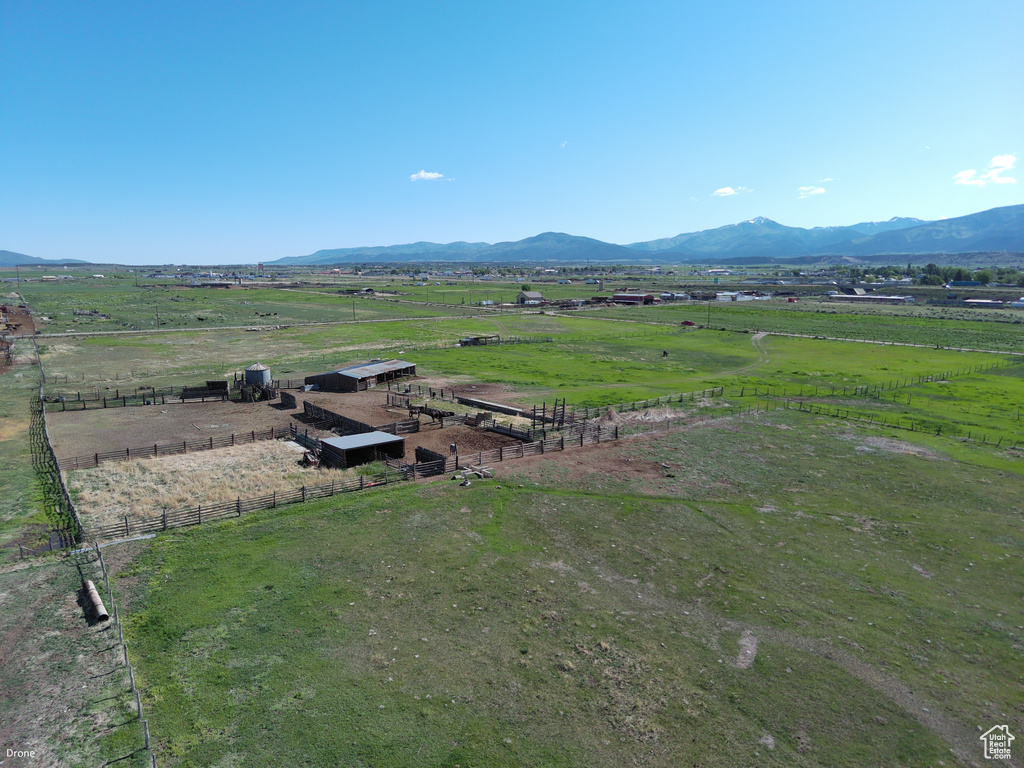 View of mountain background featuring rural landscape and agricultural land