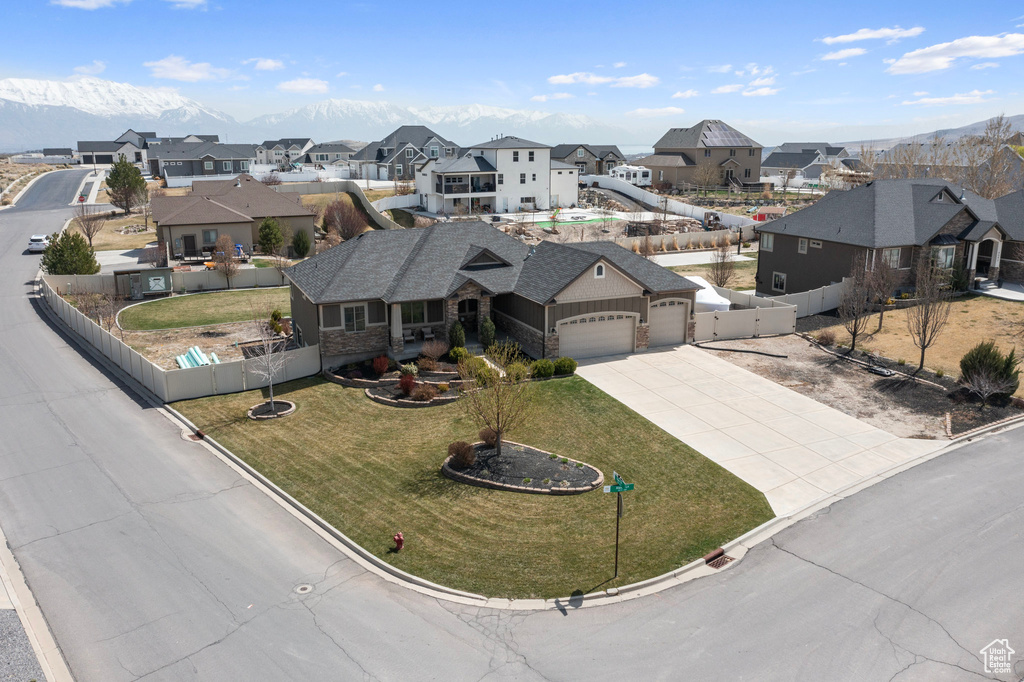 Aerial view with a mountain view and a residential view