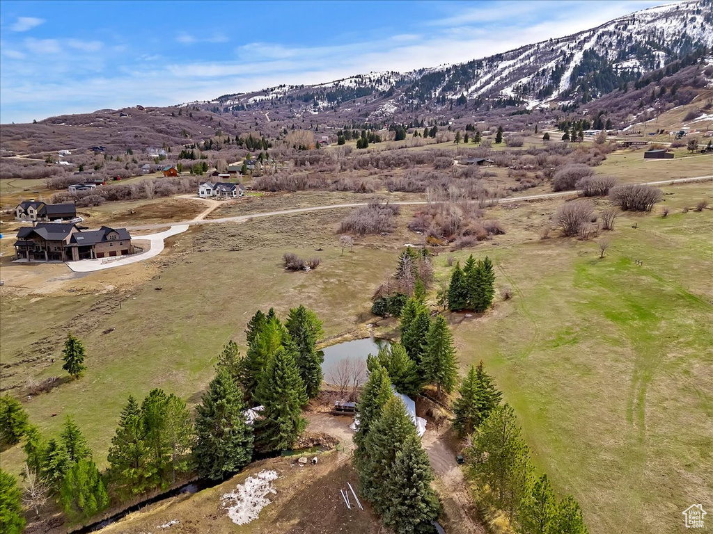 Drone / aerial view with a mountain view
