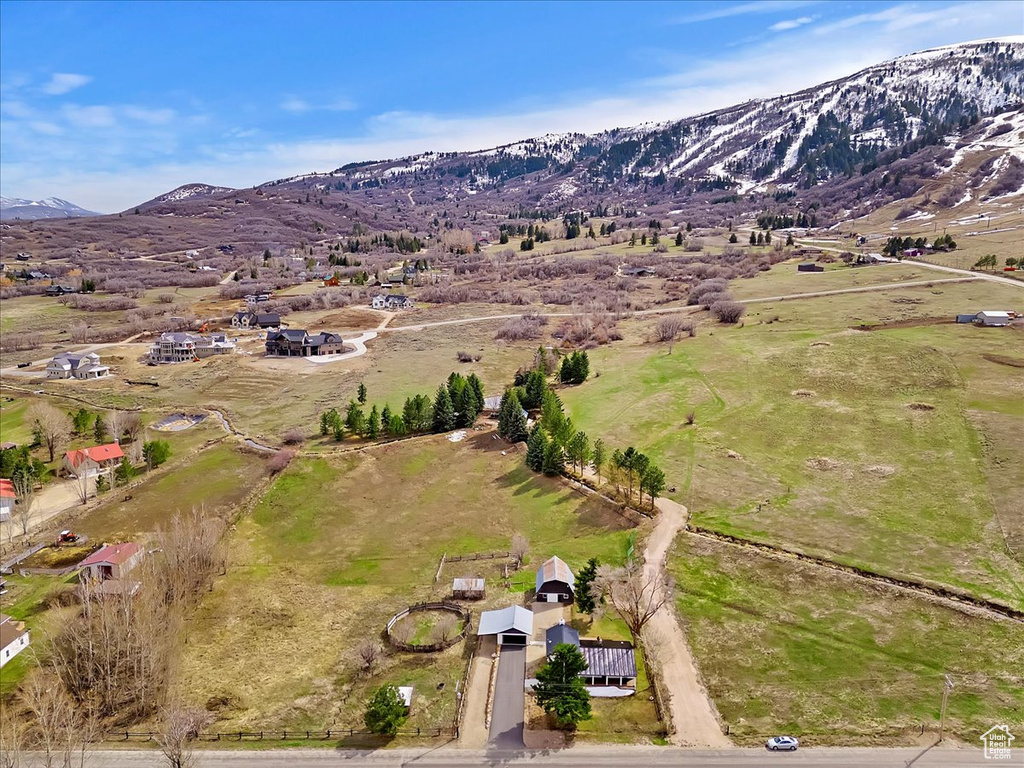 Drone / aerial view with a mountain view