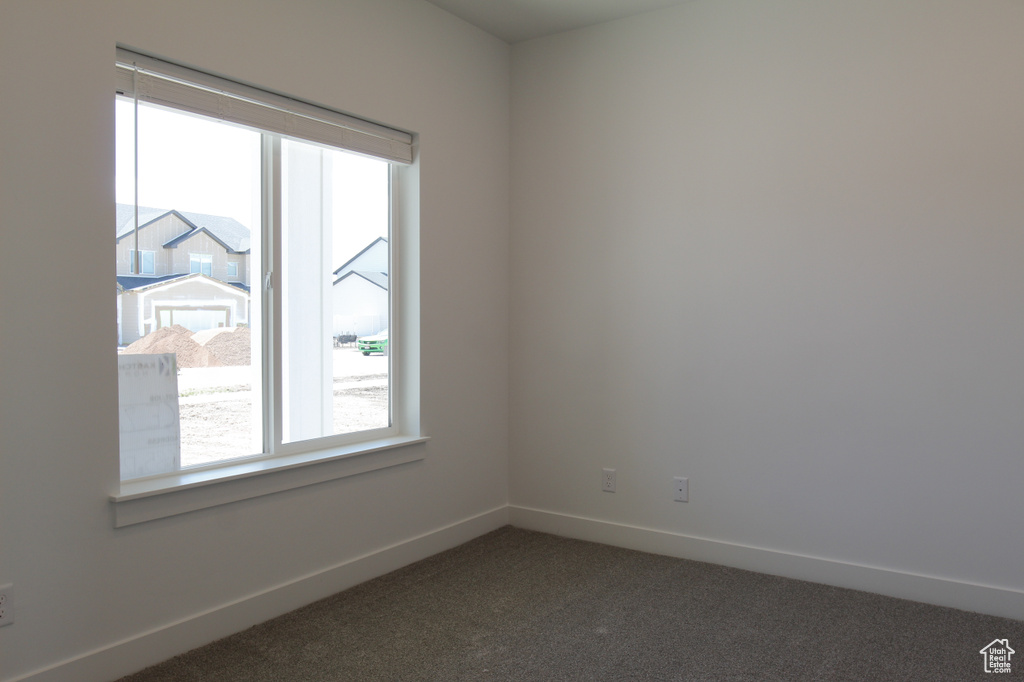 Carpeted spare room with baseboards and plenty of natural light