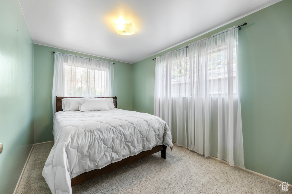 Bedroom with carpet flooring