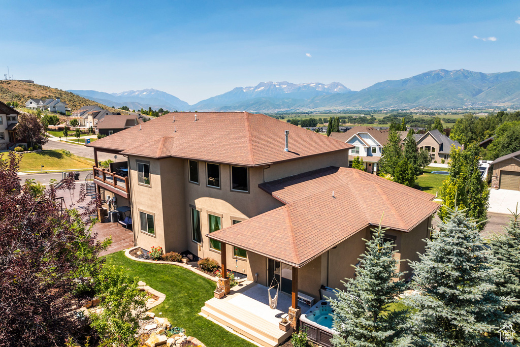 Aerial view with a mountain view and a residential view