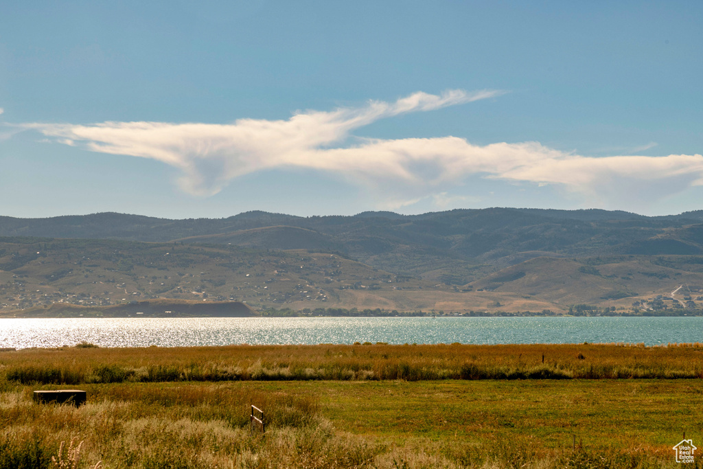 View of mountain feature featuring a water view