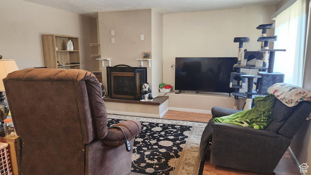 Living area featuring wood finished floors