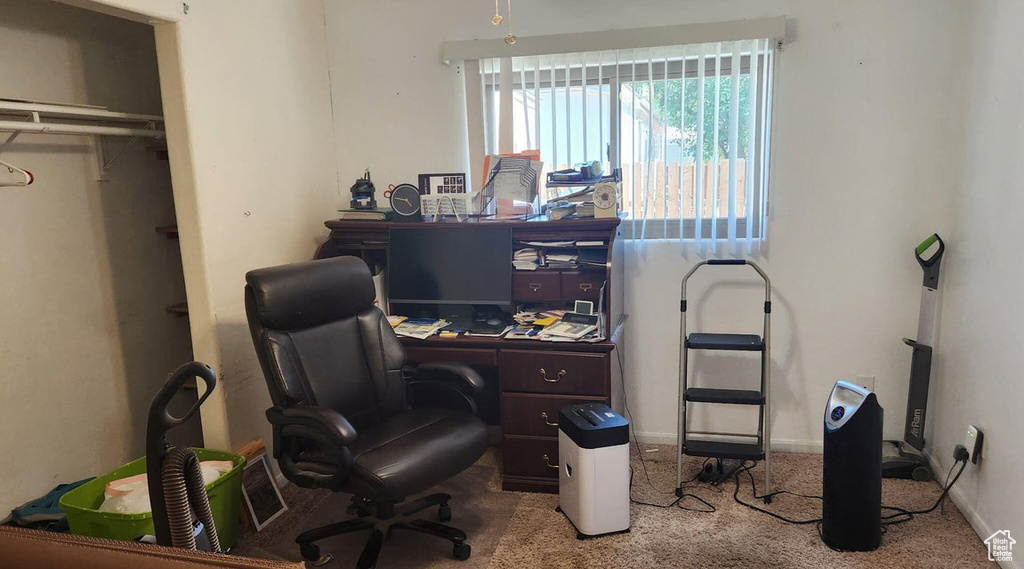 Office space with carpet floors