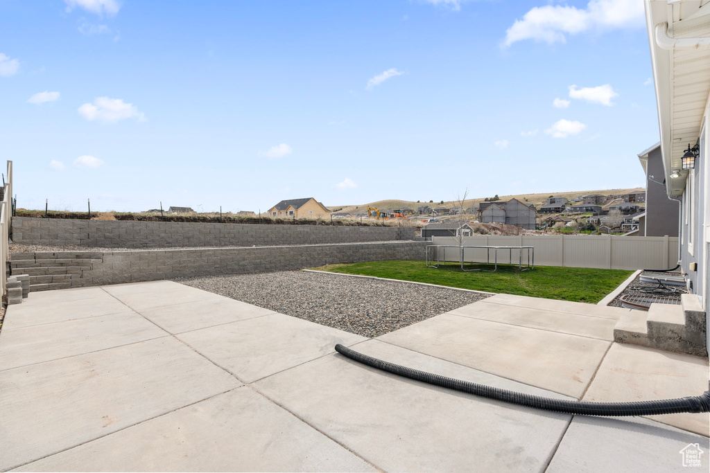 View of patio featuring a fenced backyard