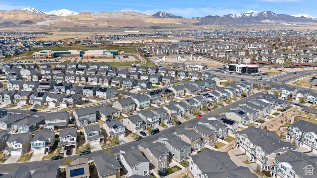 Bird\'s eye view featuring a residential view and a mountain view