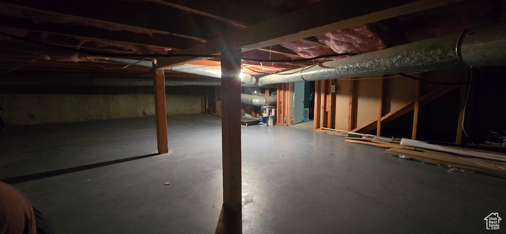 View of unfinished basement