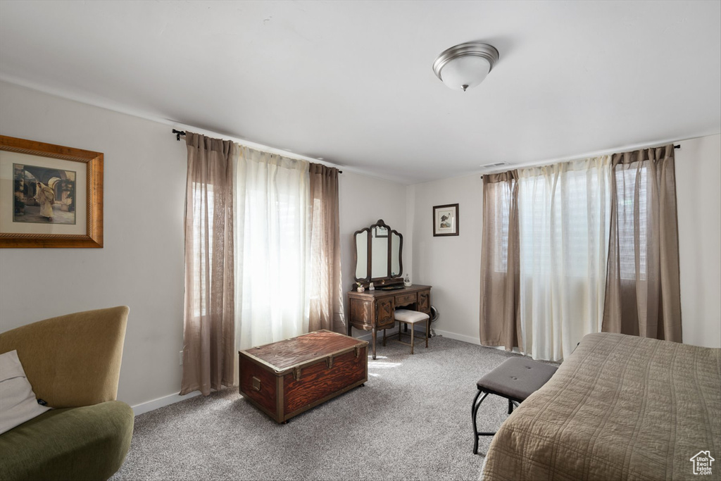 Living area featuring baseboards and carpet floors