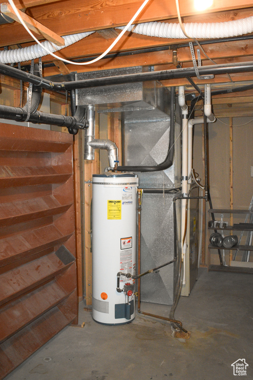 Utility room featuring gas water heater