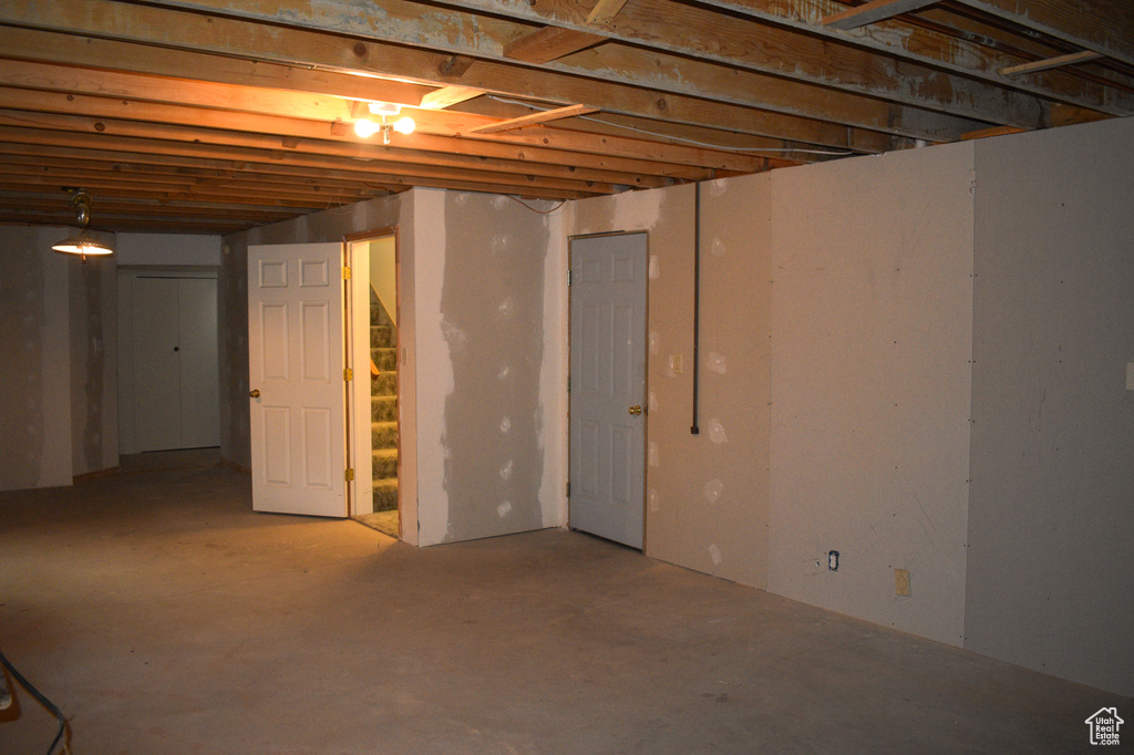 View of unfinished basement