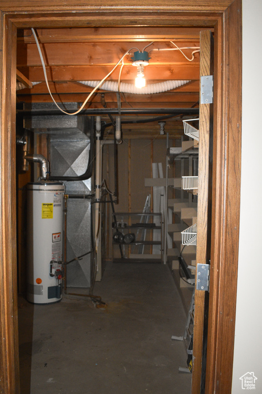 Unfinished below grade area with gas water heater