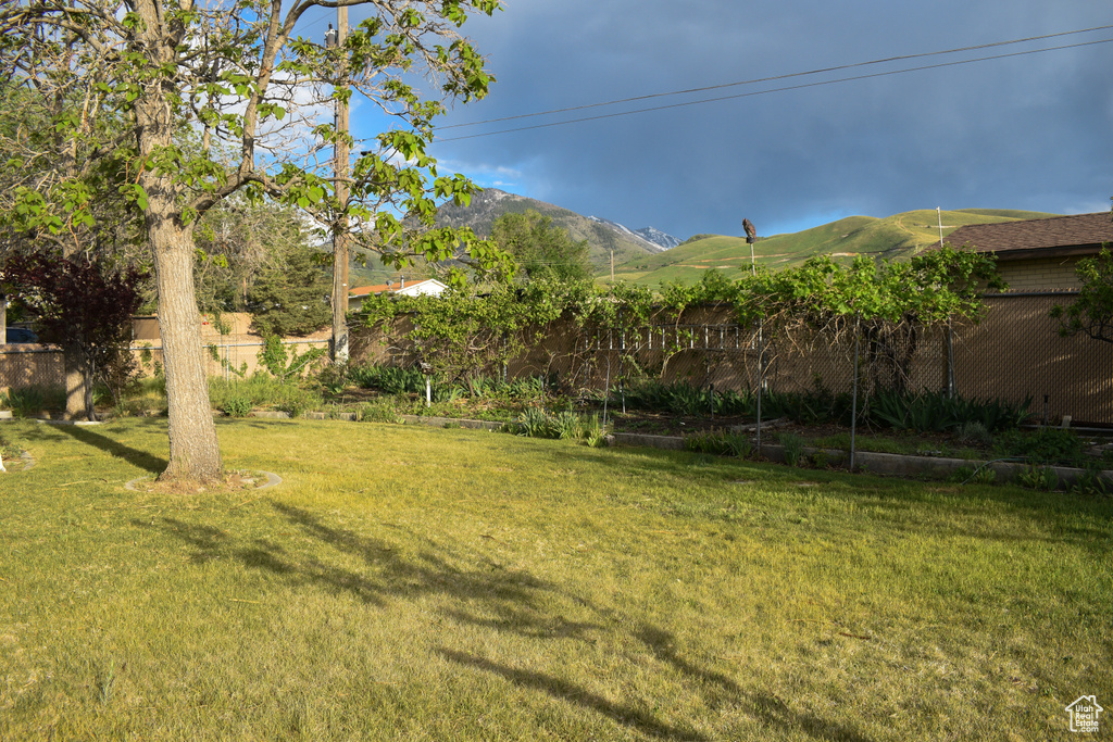 View of yard with a mountain view