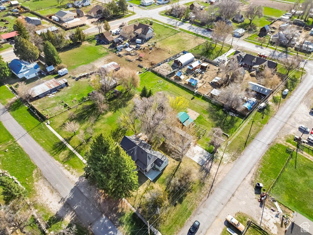 Birds eye view of property with a residential view