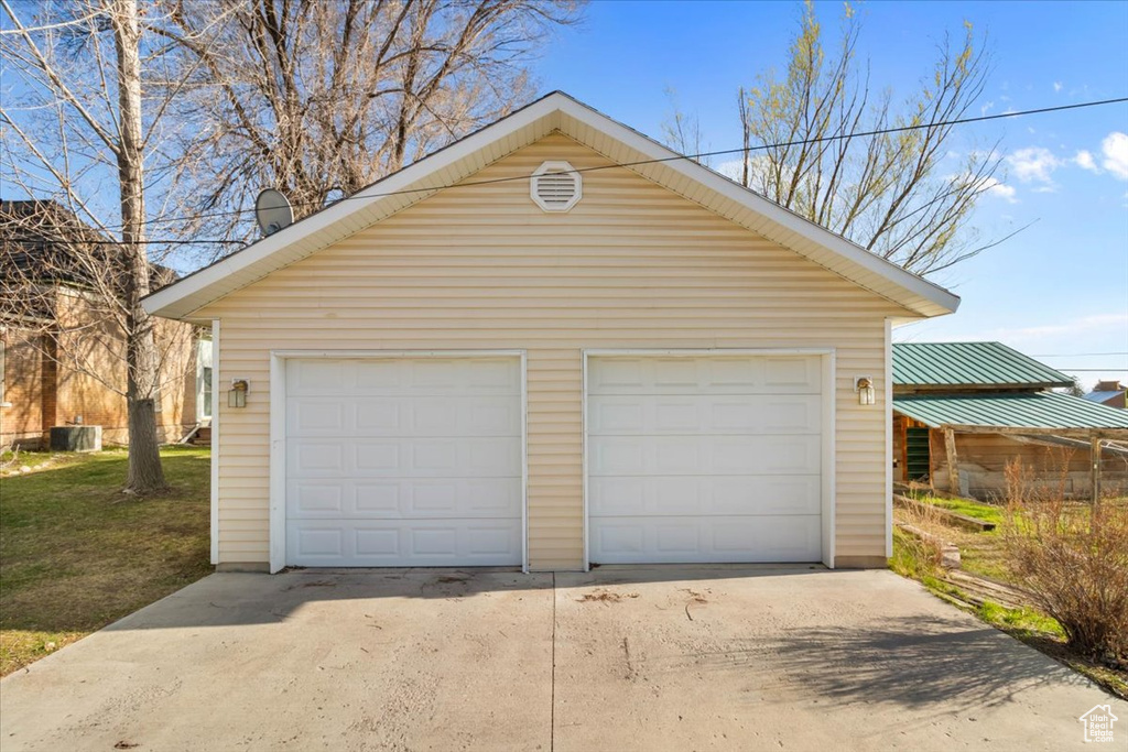 View of detached garage