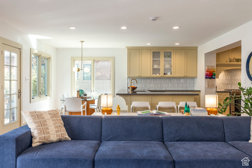 Living room featuring recessed lighting
