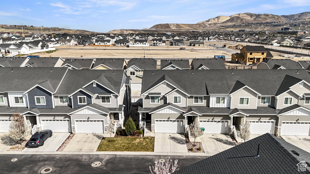 Bird\'s eye view with a mountain view and a residential view