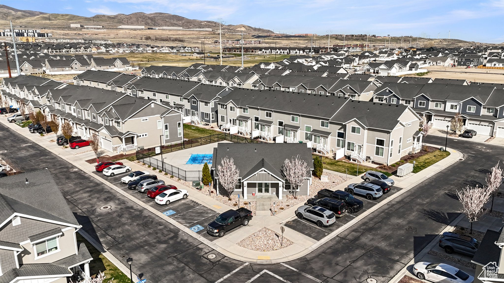 Aerial view with a mountain view and a residential view