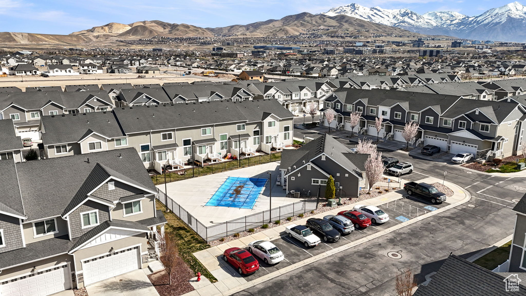 Aerial view with a mountain view and a residential view