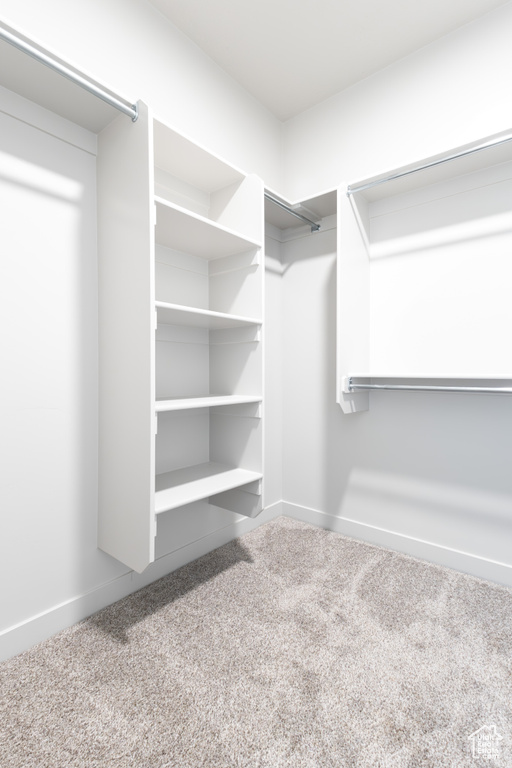 Spacious closet with carpet floors
