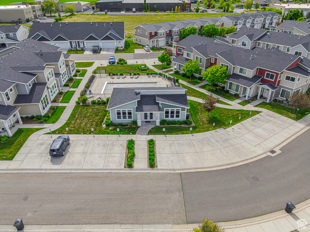 Aerial perspective of suburban area