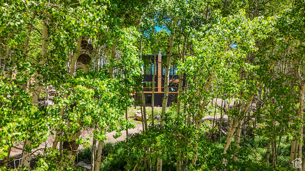 View of play area with a wooden deck