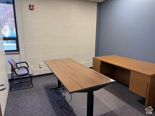 Home office with carpet flooring