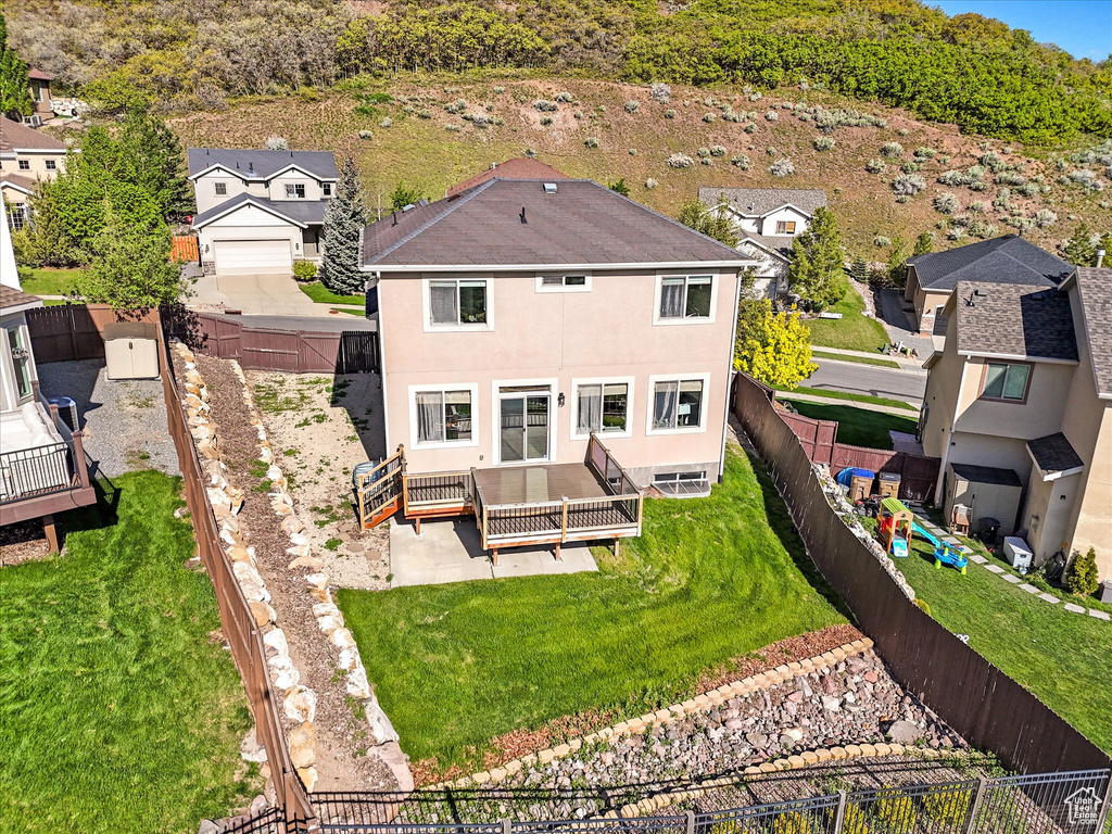 Aerial perspective of suburban area