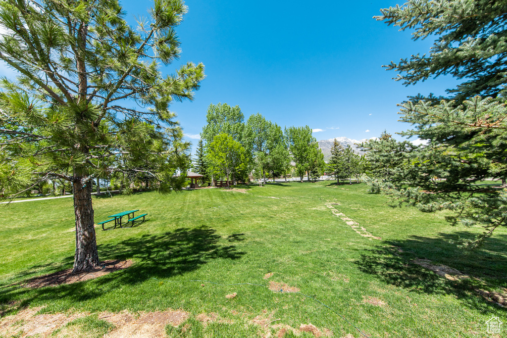View of yard featuring a mountain view