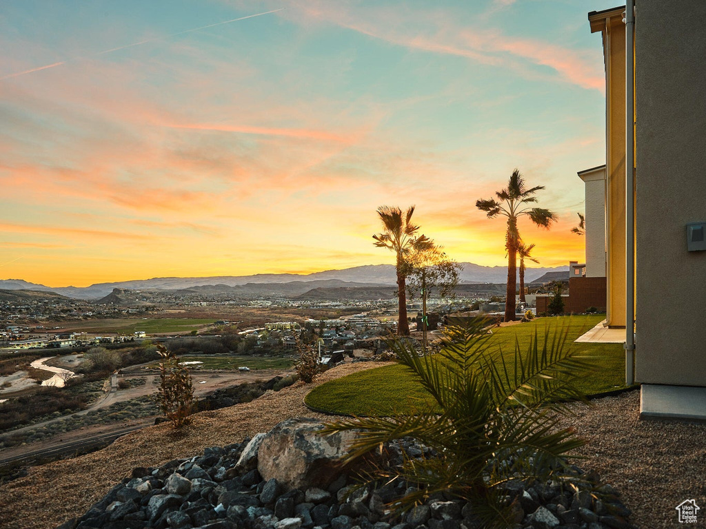 Exterior space featuring a mountain view