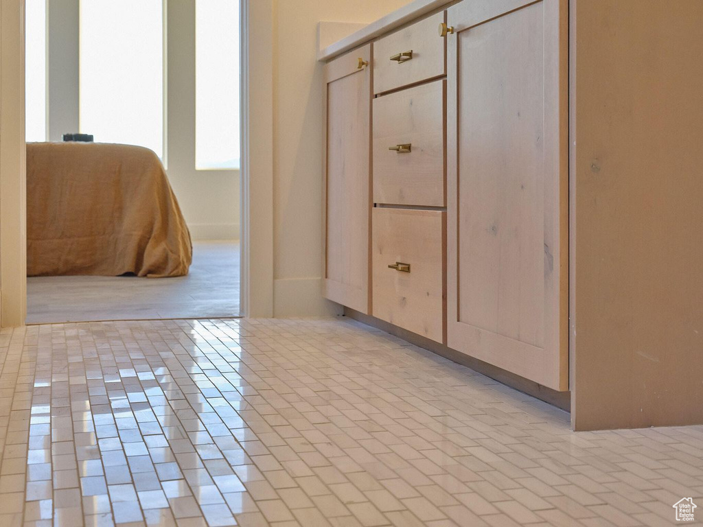 Entrance foyer with brick floor