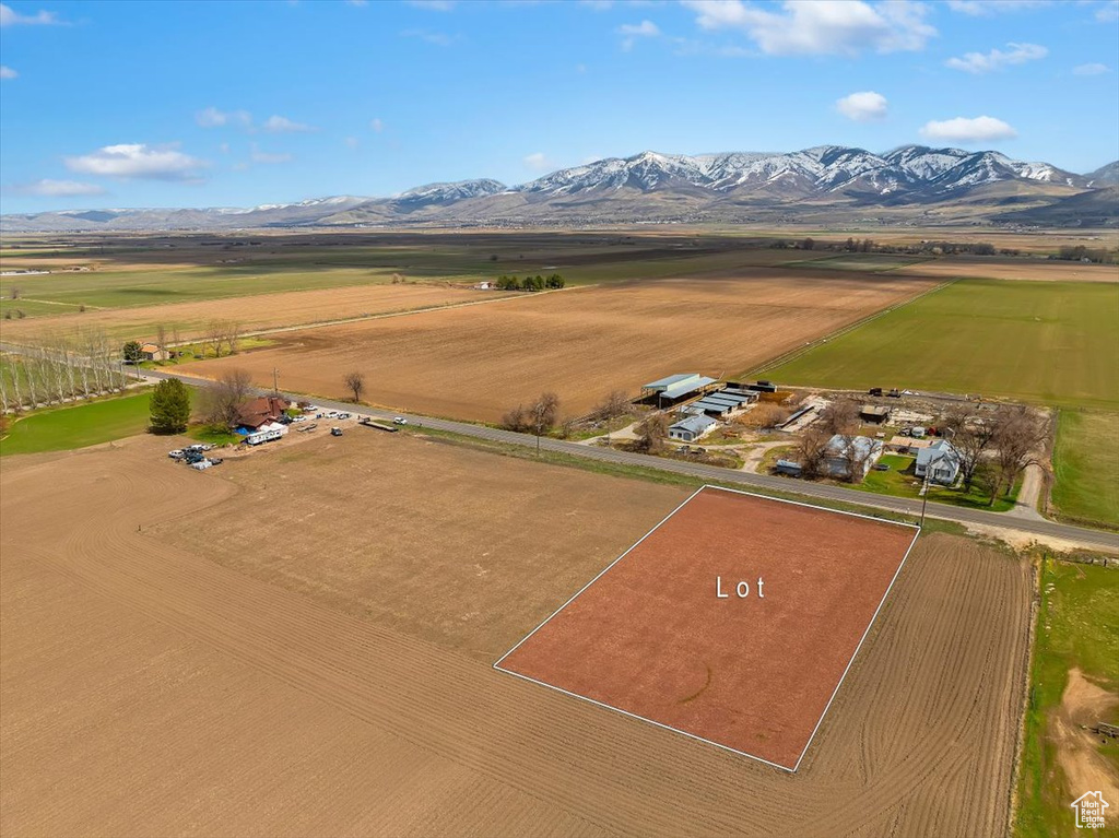 Aerial view featuring a mountain view and a rural view