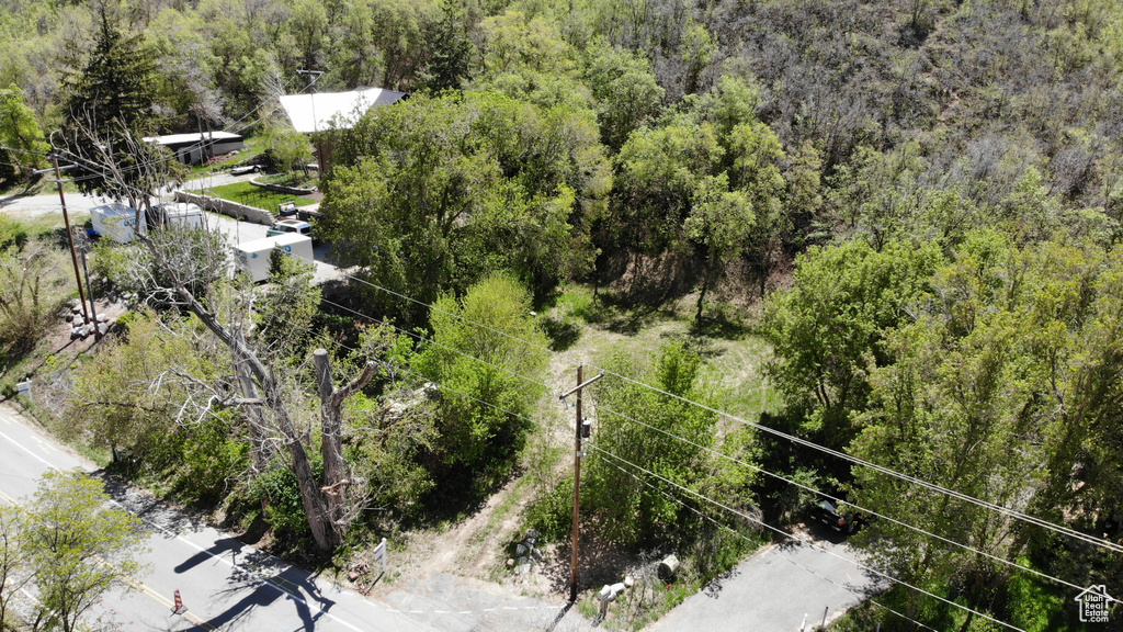 Drone / aerial view of a heavily wooded area