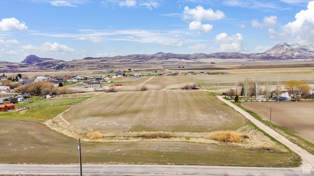 Aerial view featuring a mountain view