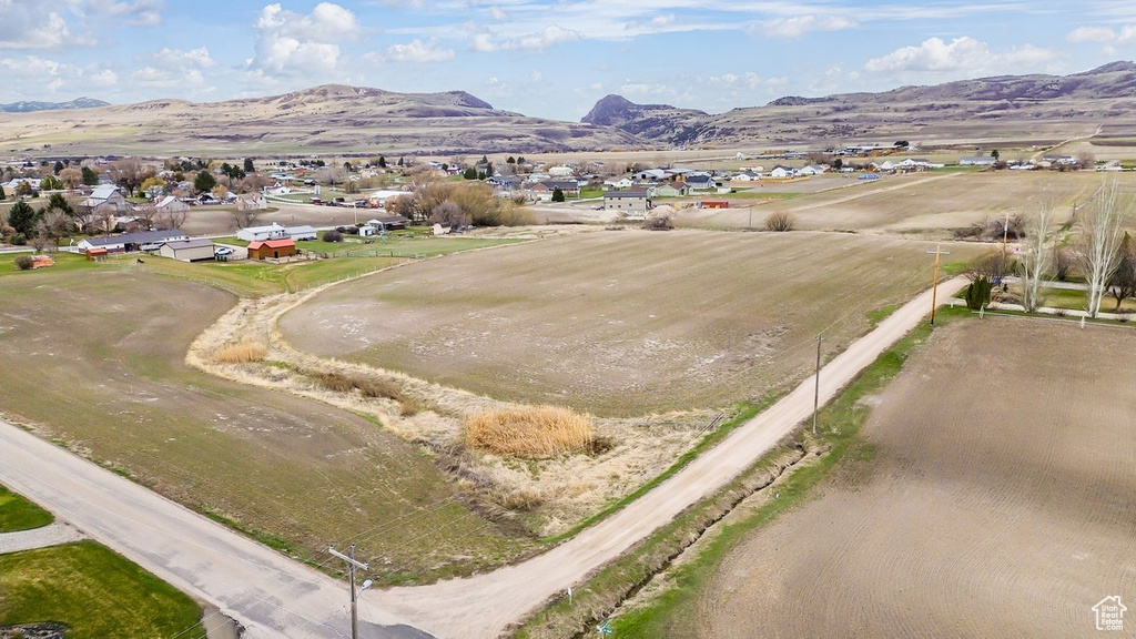 Aerial view featuring a mountain view and a residential view