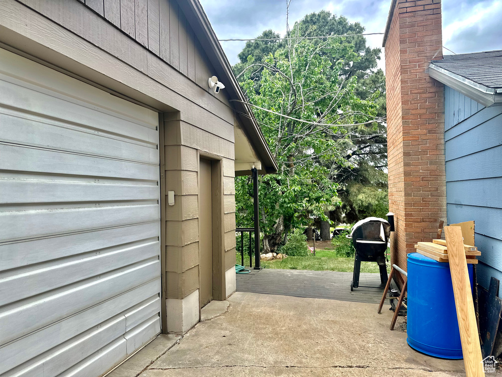 View of property exterior with a patio